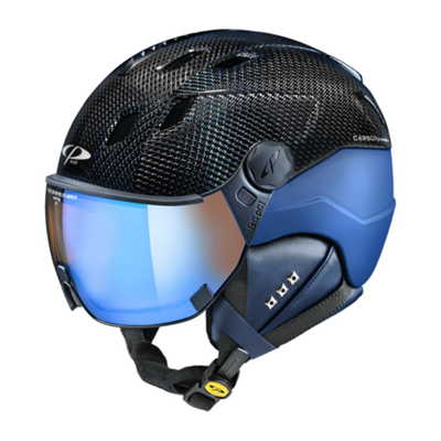 CP Corao+ Carbon skihelm zwart blauw glans met meekleurend & polariserend vizier (3 Keuzes) - zeer veilig