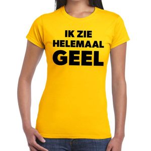 Geel tekst t-shirt ik zie helemaal geel dames 2XL  -