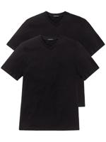 Schiesser - 2p Shirt - American V-neck - zwart, Maat:3XL