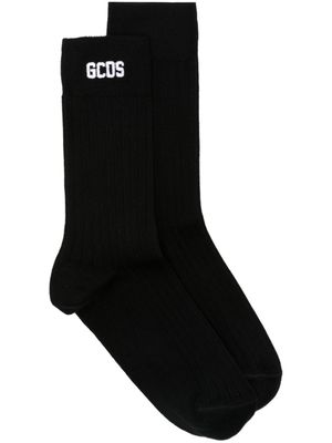 GCDS chaussettes nervurées à logo brodé - Noir