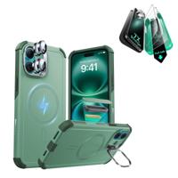 iPhone 16 Cyber Tough Magnetic Case Protection Bundle (Camera Control, Stash Stand) - Light Green