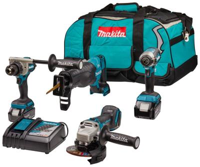 Makita DLX4157TX1 Accu Combiset 4-delig 18V 5.0Ah in Tas