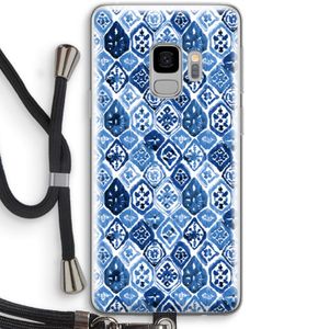 Blauw motief: Samsung Galaxy S9 Transparant Hoesje met koord