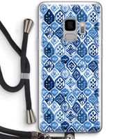 Blauw motief: Samsung Galaxy S9 Transparant Hoesje met koord