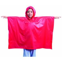 Kinder regen poncho - 20x stuks - pvc - rood - in zakje - vanaf 4 jaar - noodponcho met capuchon