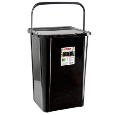 Plasticforte Recycling afvalbak - zwart - 45 Liter - afsluitbaar - 34 x 40 x 54 cm - deksel