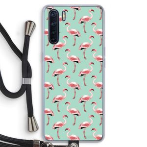Flamingoprint groen: Oppo A91 Transparant Hoesje met koord