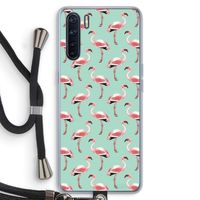 Flamingoprint groen: Oppo A91 Transparant Hoesje met koord