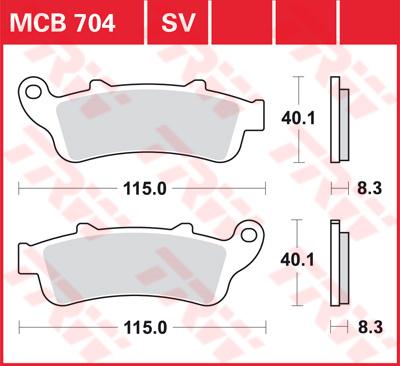 TRW Remblokken, en remschoenen voor de moto, MCB704SV Sinter street