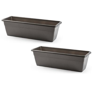 Plantenbak - 2x stuks - antraciet grijs - rechthoekig - 50 x 17 x 15 cm