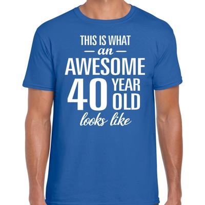 Awesome 40 year - geweldige 40 jaar cadeau t-shirt - blauw - voor heren - Verjaardag cadeau