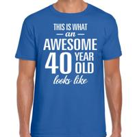 Awesome 40 year - geweldige 40 jaar cadeau t-shirt - blauw - voor heren - Verjaardag cadeau