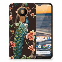 Nokia 5.3 TPU Hoesje Pauw met Bloemen - thumbnail