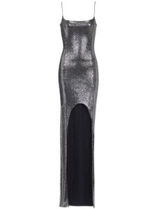 Balmain robe brodée de sequins à fines bretelles - Argent