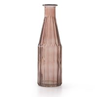 Jodeco Bloemenvaas Marseille - Fles model - glas - roze - H25 x D7 cm