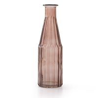Jodeco Bloemenvaas Marseille - Fles model - glas - roze - H25 x D7 cm