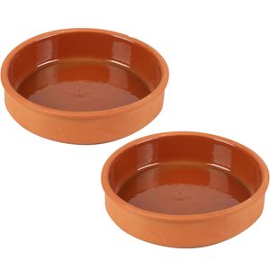 Tapas/sauzen/hapjes serveer schaaltjes set - 2x stuks - terracotta - 16 x 4 cm p/st