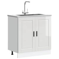 Spoelbakonderkast Porto 80x46x81,5cm bewerkt hout hoogglans wit