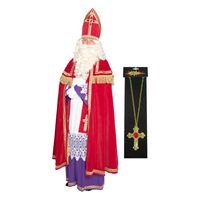 Sinterklaas kostuum - inclusief kruis ketting met rode steen