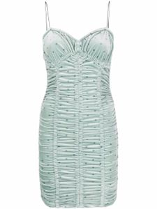 ROTATE BIRGER CHRISTENSEN robe froncée en velours à pois - Bleu
