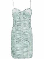 ROTATE BIRGER CHRISTENSEN robe froncée en velours à pois - Bleu