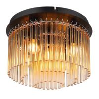 Globo Zwarte plafondlampGorley met amberglas Ø 32cm - 15698DA
