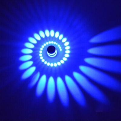 3W moderne interieur creatieve spiraal ronde wand lamp voor Club KTV gang gangpad achtergrond wanddecoratie lamp muur gemonteerd (blauw licht)