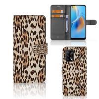 OPPO A74 4G Telefoonhoesje met Pasjes Leopard - thumbnail