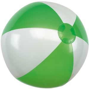 1x Opblaasbare strandbal groen/wit 28 cm speelgoed