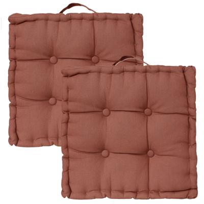 Atmosphera Vloerkussen Square - 2x - terracotta - katoen - 38,5 x 38,5 x 8 cm - vierkant - Extra dik