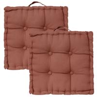 Atmosphera Vloerkussen Square - 2x - terracotta - katoen - 38,5 x 38,5 x 8 cm - vierkant - Extra dik