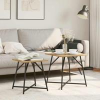 Bijzettafelset 2 pcs Artisan Eiken en Zwart 50 x 50 x 50 cm