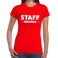 Staff member / personeel tekst t-shirt rood dames - thumbnail