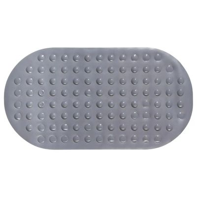 Anti-slip badkamer douche/bad mat grijs 68 x 37 cm ovaal