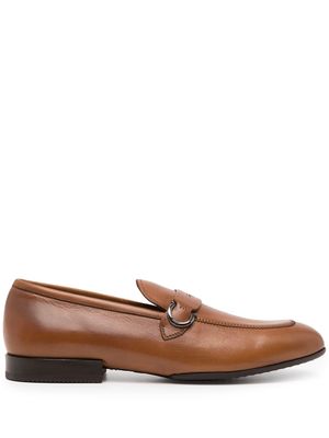 Ferragamo mocassins à plaque Gancini - Marron