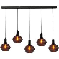 Masterlight 5-lichts hanglamp - zwart -Porto met Ball red glazen - Ø 24cm - 2711-05-05-130-5-1