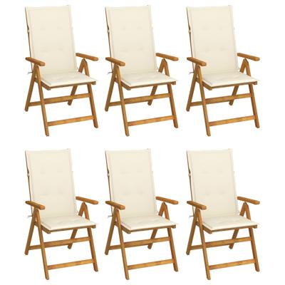 Tuinstoelen 6 st inklapbaar met kussens massief acaciahout