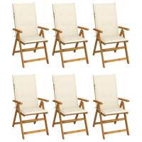 Tuinstoelen 6 st inklapbaar met kussens massief acaciahout
