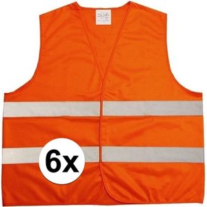 6x Oranje veiligheidsvest voor volwassenen