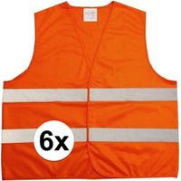 6x Oranje veiligheidsvest voor volwassenen   -
