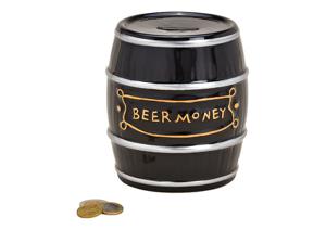 Spaarpot voor volwassenen Beermoney - Keramiek - Bier vat/ton - 13 x 14 cm   -