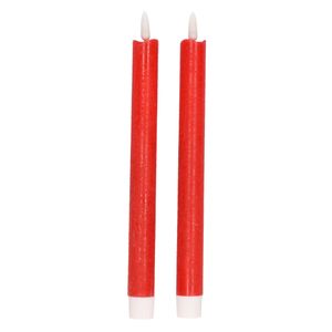 2x Kerstdiner/diner kaarsen rood LED 25,5 cm   -