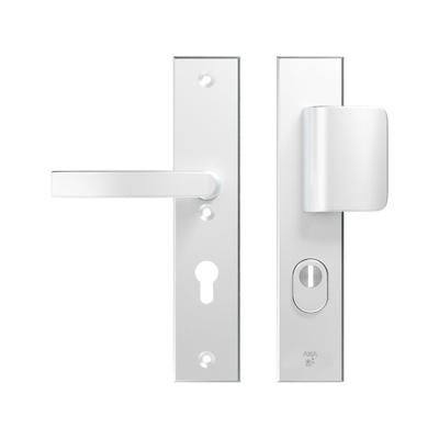 AXA veiligheidsbeslag greep/kruk - SKG*** met kerntrekbeveiliging - Edge Plus D-duwer-Blok - PC72 - geslepen alu. F1