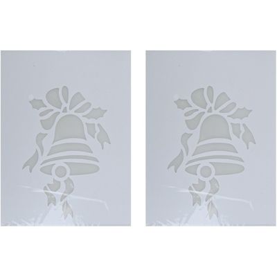 2x Kerst raamsjablonen/raamdecoratie kerstklok plaatjes 35 cm