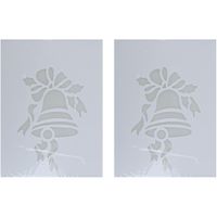 2x Kerst raamsjablonen/raamdecoratie kerstklok plaatjes 35 cm