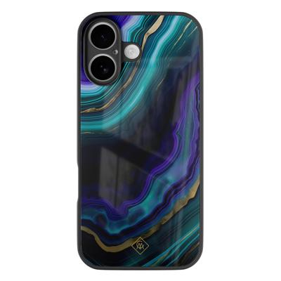 iPhone 16 glazen hardcase - Smaragd paars groen