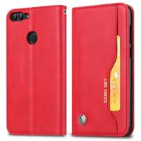 Knead huidtextuur horizontale Flip lederen case voor Huawei P Smart/Enjoy 7S met foto frame & houder & kaartsleuven & portemonnee (rood)