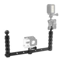 PULUZ Diving Dual hand held CNC aluminium Selfie monopod houder voor DJI osmo actie GoPro nieuwe HERO/HERO7/6/5/5 sessie/4 sessie/4/3 +/3/2/1 Xiaoyi