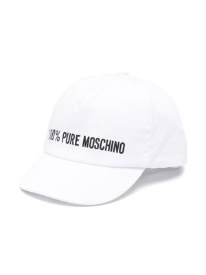 Moschino Kids casquette en coton à logo imprimé - Blanc