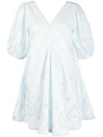 GANNI robe en coton biologique à découpes au laser - Bleu